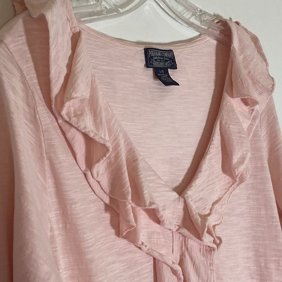 Polo Jeans Company Top Womens Large Pink Ruffle Ralph Lauren V Neck Casual Nice - Picture 9 of 15